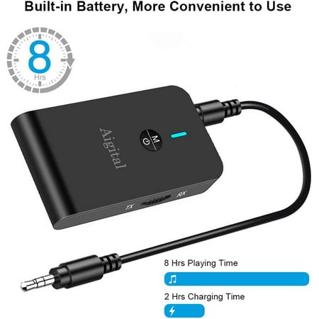 with 3.5mm Jack for Music Enjoyment/Car/Home Stereo System 2 in 1 Wireless Audio Adapter Apt-X Low Latency, 8 Hours Streaming, Hands-Free Call, A2DP Bluetooth 5.0 Transmitter Receiver for TV with 3.5mm Jack for Music Enjoyment/Car/Home Stereo System 2 in 1 Wireless Audio Adapter Apt-X Low Latency, 8 Hours Streaming, Hands-Free Call, A2DP Bluetooth 5.0 Transmitter Receiver for TV